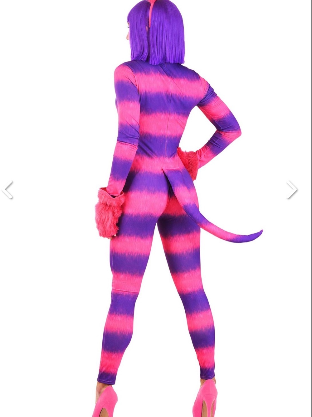 Cheshire Cat Costume Jumpsuit with Tail and Furry Accessories - Picture 3 of 7